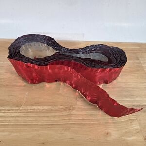 Red Metallic Ribbon Vintage Metal Holiday 21 Ft